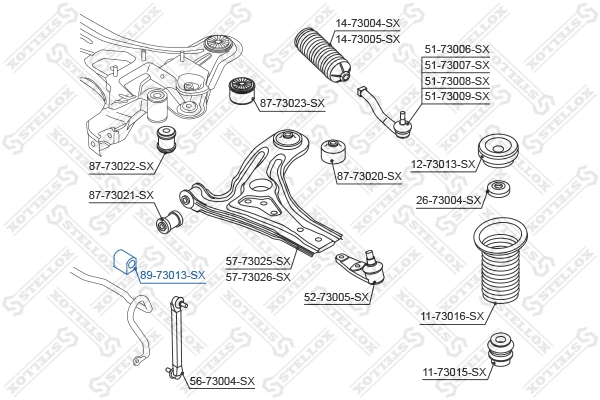 Mounting, stabiliser bar 89-73013-SX