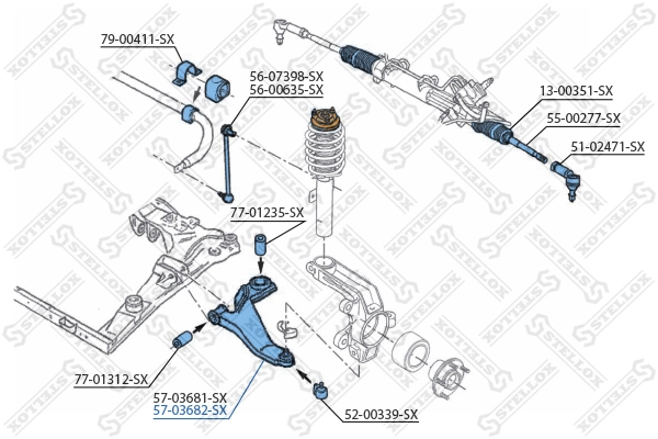 Control/Trailing Arm, wheel suspension 57-03682-SX