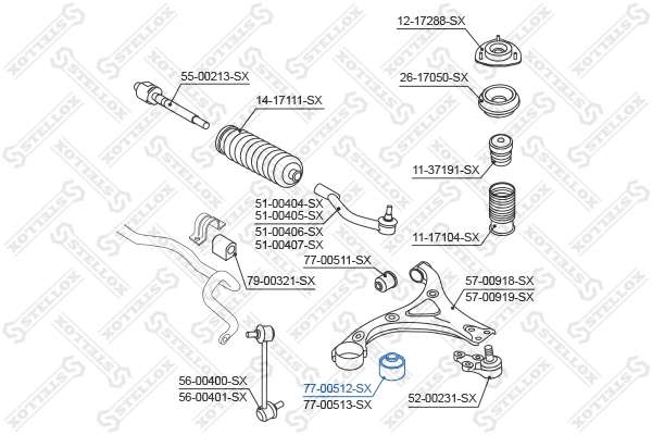 Mounting, control/trailing arm 77-00512-SX