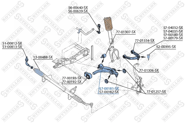Control/Trailing Arm, wheel suspension 57-00181-SX