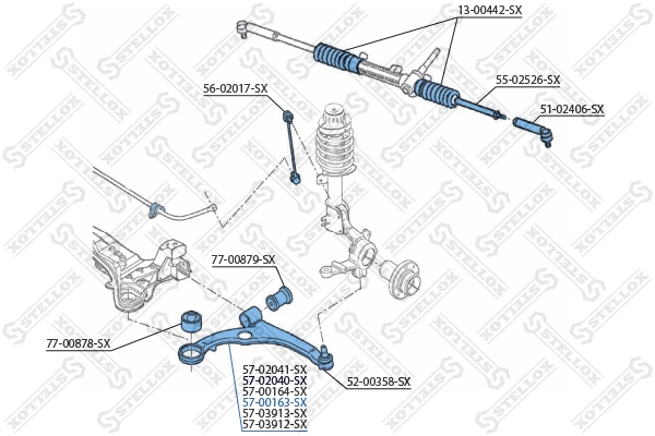 Control/Trailing Arm, wheel suspension 57-00163-SX