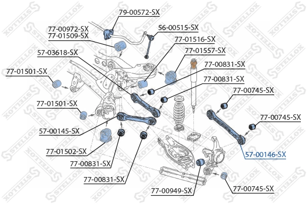 Control/Trailing Arm, wheel suspension 57-00146-SX