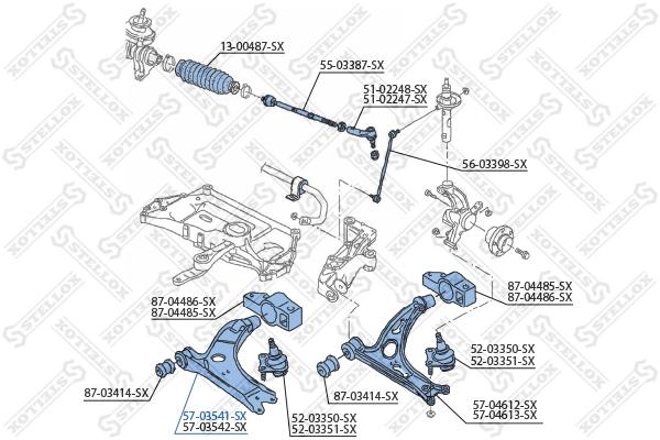 Control/Trailing Arm, wheel suspension 57-03541-SX