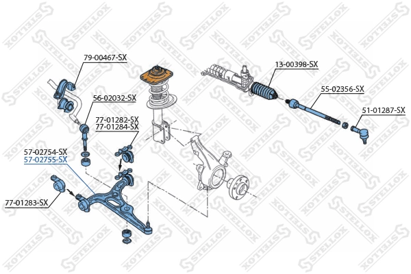 Control/Trailing Arm, wheel suspension 57-02755-SX