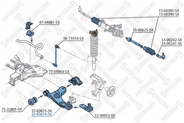 Lengan kendali, suspensi roda 57-03674-SX