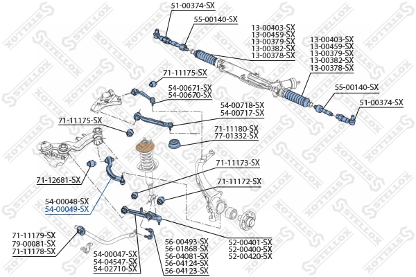 Control/Trailing Arm, wheel suspension 54-00049-SX