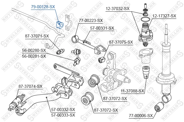 Mounting, stabiliser bar 79-00128-SX