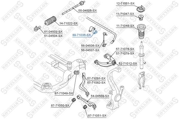 Mounting, stabiliser bar 89-71036-SX