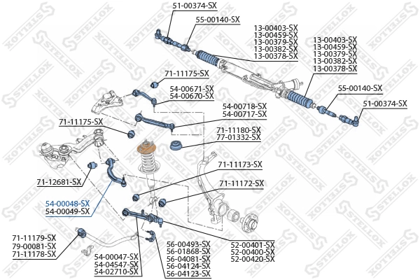 Control/Trailing Arm, wheel suspension 54-00048-SX