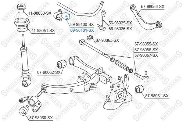Mounting, stabiliser bar 89-98101-SX