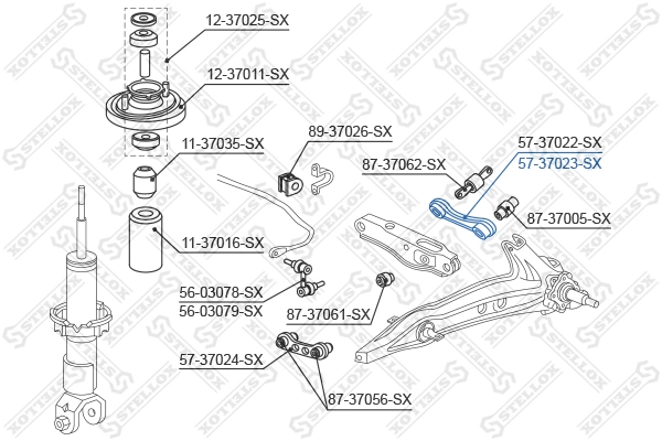 Control/Trailing Arm, wheel suspension 57-37023-SX