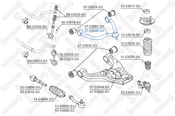 Control/Trailing Arm, wheel suspension 57-53048-SX