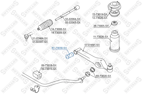 Mounting, control/trailing arm 87-73030-SX