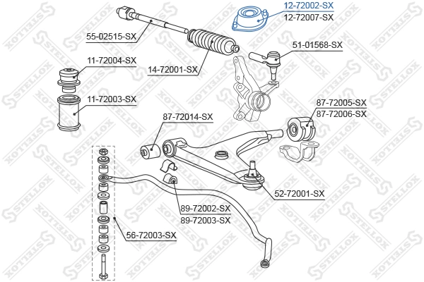 Suspension Strut Support Mount 12-72002-SX