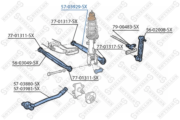 Control/Trailing Arm, wheel suspension 57-03929-SX
