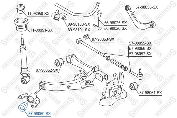 Mounting, control/trailing arm 87-98060-SX