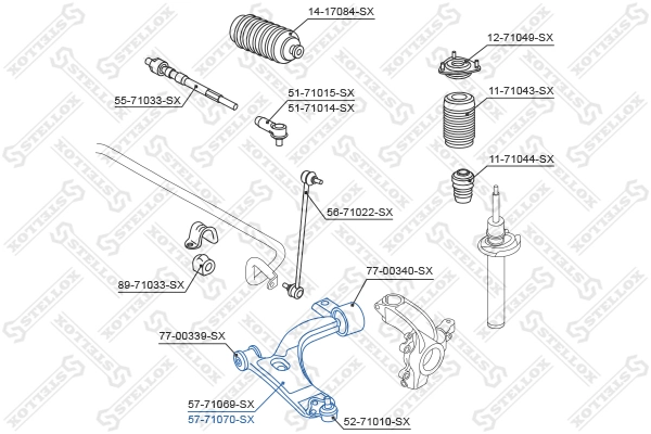 Control/Trailing Arm, wheel suspension 57-71070-SX