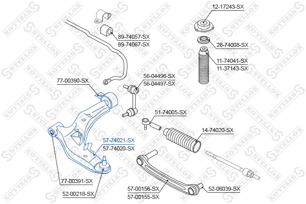 Control/Trailing Arm, wheel suspension 57-74021-SX