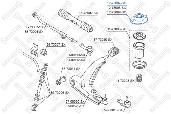 Suspension Strut Support Mount 12-73007-SX