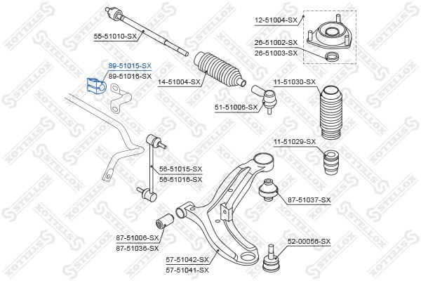 STELLOX 89-51015-SX Mounting, stabiliser bar