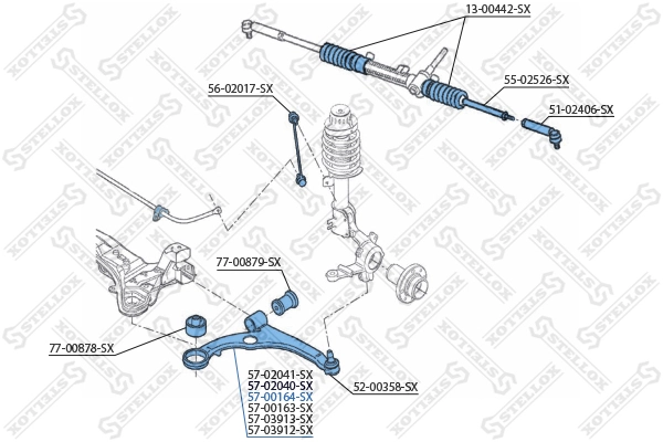 Control/Trailing Arm, wheel suspension 57-00164-SX
