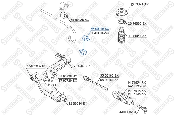 Link/Coupling Rod, stabiliser bar 56-00015-SX
