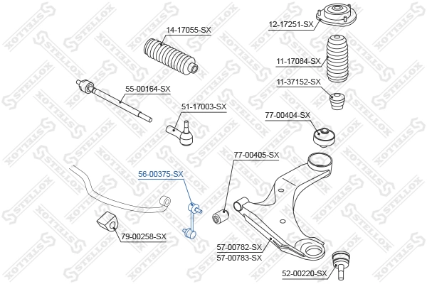 Link/Coupling Rod, stabiliser bar 56-00375-SX