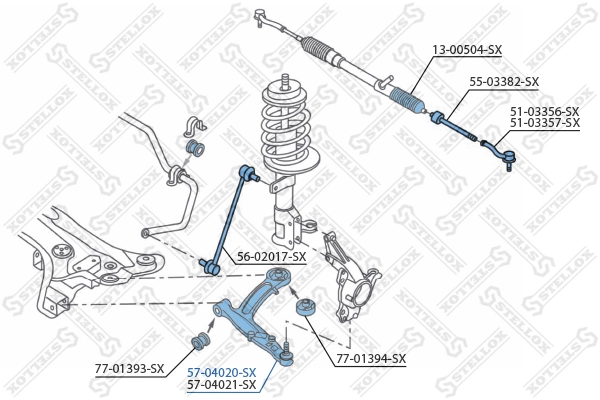 Control/Trailing Arm, wheel suspension 57-04020-SX