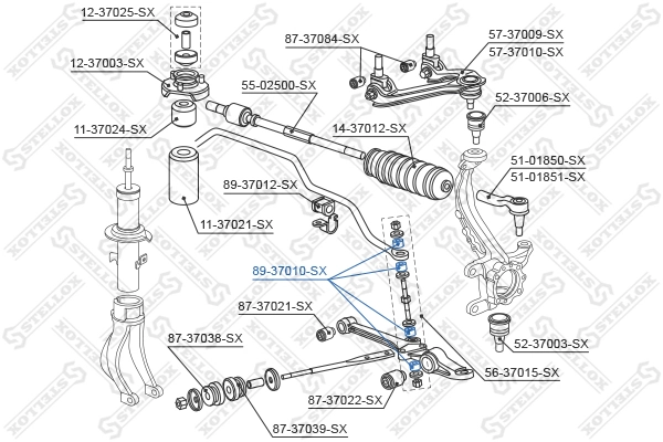 STELLOX 89-37010-SX Mounting, stabiliser bar