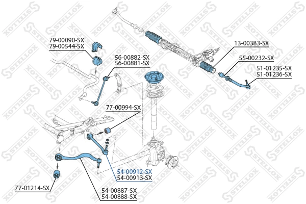 Control/Trailing Arm, wheel suspension 54-00912-SX