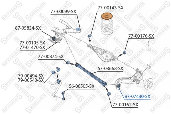 Mounting, control/trailing arm 87-07440-SX