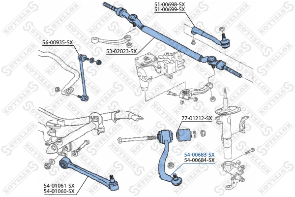 Control/Trailing Arm, wheel suspension 54-00683-SX