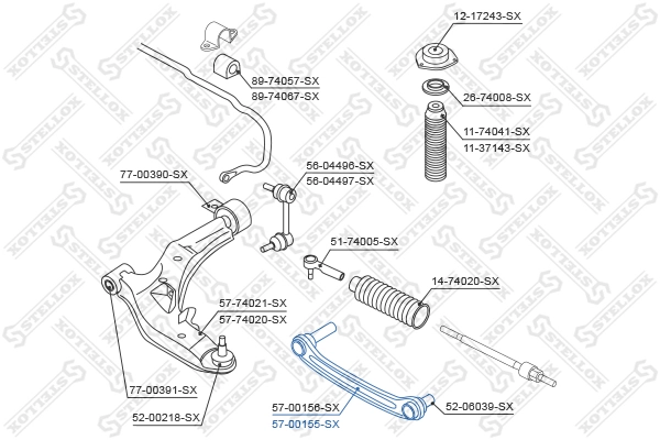 Control/Trailing Arm, wheel suspension 57-00155-SX