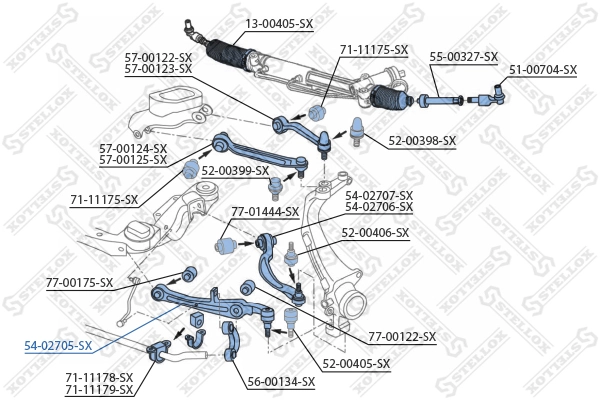 Control/Trailing Arm, wheel suspension 54-02705-SX