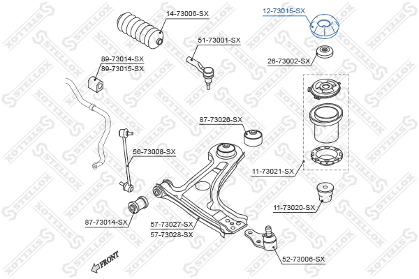 Suspension Strut Support Mount 12-73015-SX