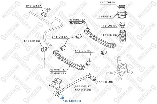 STELLOX 87-51008-SX Mounting, control/trailing arm