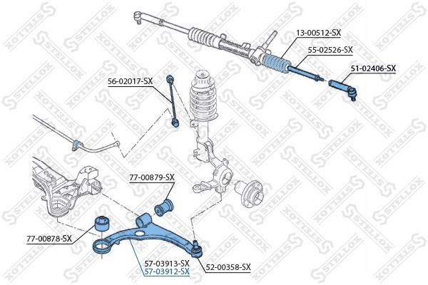 Control/Trailing Arm, wheel suspension 57-03912-SX