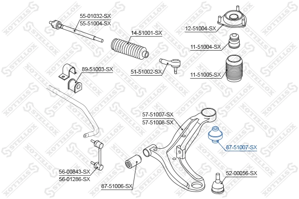 Mounting, control/trailing arm 87-51007-SX