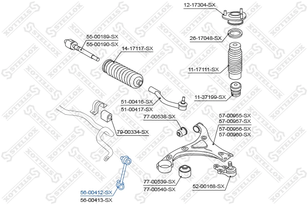 Link/Coupling Rod, stabiliser bar 56-00412-SX