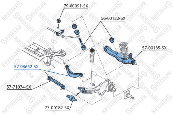 Control/Trailing Arm, wheel suspension 57-03652-SX