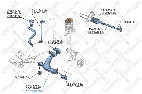 Control/Trailing Arm, wheel suspension 57-03507-SX