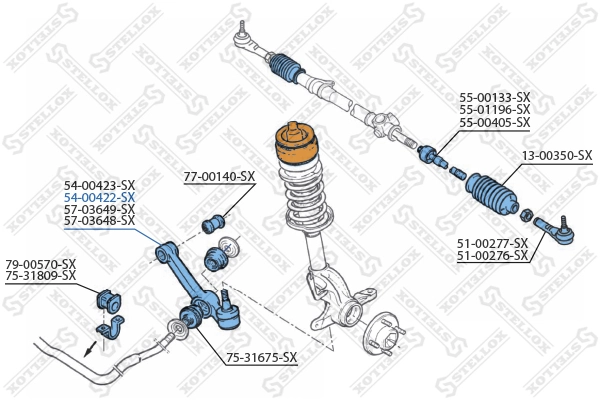 Control/Trailing Arm, wheel suspension 54-00422-SX