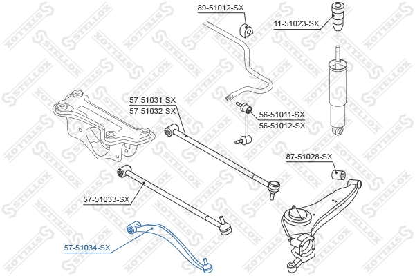 Control/Trailing Arm, wheel suspension 57-51034-SX
