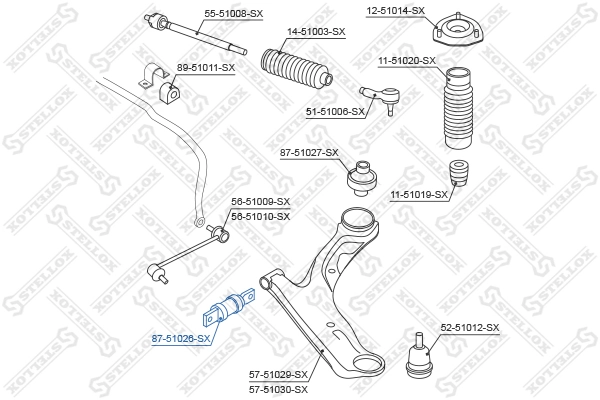 Suspensión, Brazo oscilante 87-51026-SX