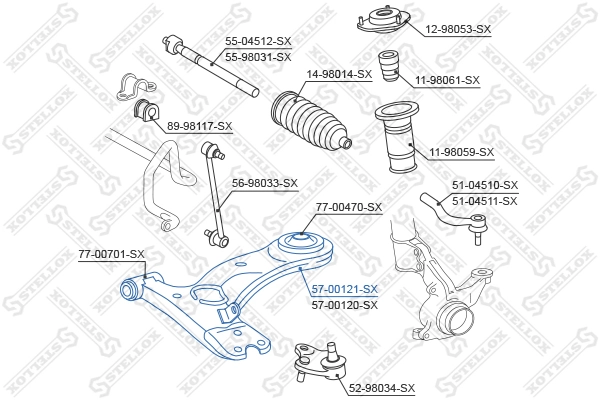 Control/Trailing Arm, wheel suspension 57-00121-SX