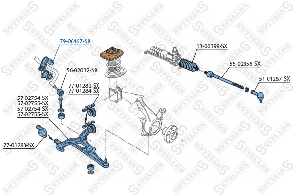 Mounting, stabiliser bar 79-00467-SX