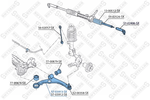 Control/Trailing Arm, wheel suspension 57-03913-SX