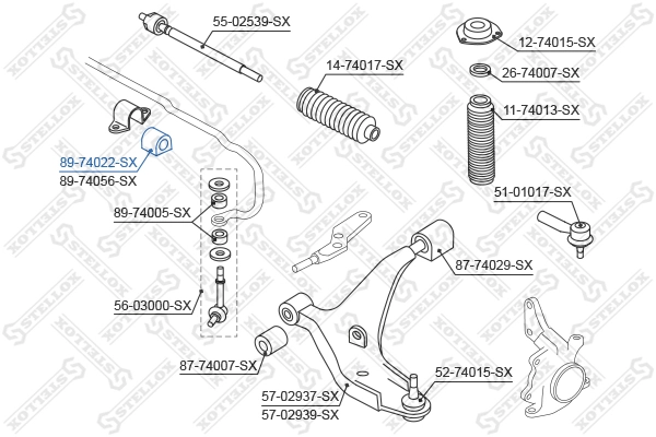 STELLOX 89-74022-SX Mounting, stabiliser bar
