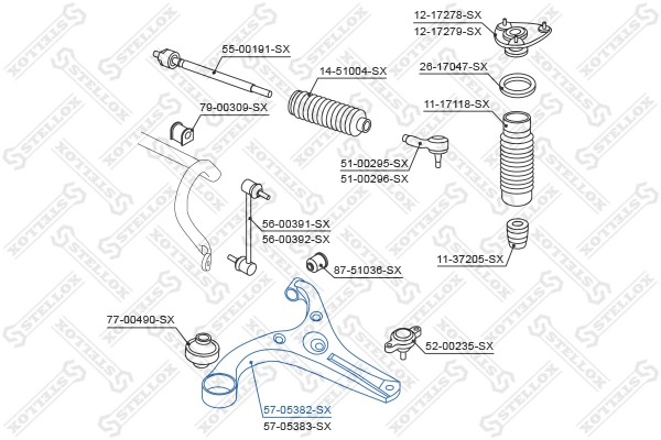 STELLOX 57-05382-SX Control/Trailing Arm, wheel suspension