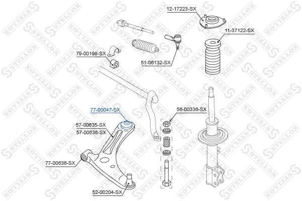 Mounting, control/trailing arm 77-00047-SX